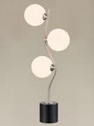 Corby 3 Light Table Lamp in Satin Nickel with Opal Glass Shades