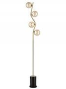 Corby 4 Light Floor Lamp in Antique Gold with Amber Glass Shades