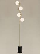 Corby 4 Light Floor Lamp in Antique Gold with Opal Glass Shades
