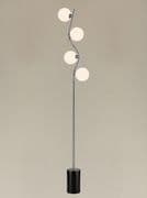Corby 4 Light Floor Lamp in Satin Nickel with Opal Glass Shades