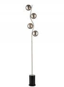 Corby 4 Light Floor Lamp in Satin Nickel with Smoked Glass Shades