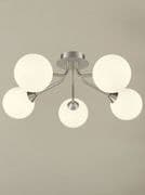 Corby 5 Light Fitting in Satin Nickel with Opal Glass Shades