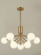 Corby 9 Light Fitting in Antique Gold with Opal Glass Shades