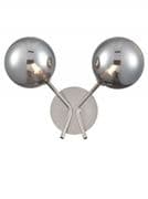 Corby Double Wall Light in Satin Nickel with Smoked Glass Shades