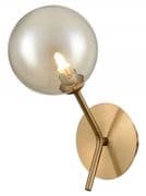 Corby Single Wall Light in Antique Gold with an Amber Glass Shade, Switched