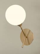 Corby Single Wall Light in Antique Gold with an Opal Glass Shade, Switched