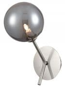 Corby Single Wall Light in Satin Nickel with a Smoked Glass Shade, Switched