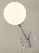 Corby Single Wall Light in Satin Nickel with an Opal Glass Shade, Switched