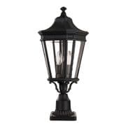 Cotswold Lane Medium Outdoor Pedestal in Black and Clear Bevelled Glass IP44 - FEISS FE/COTSLN3/M BK
