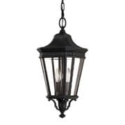 Cotswold Lane Medium Outdoor Porch Chain Lantern in a Black finish with Clear Bevelled Glass IP23 - FEISS FE/COTSLN8/M BK