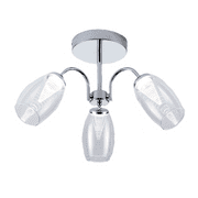 Cottam LED 3 Light Fitting in Polished Chrome with Clear Glass and Cone Shaped Inner