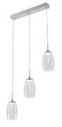 Cottam LED 3 Light Pendant Bar in Polished Chrome with Clear Glass and Cone Shaped Inner