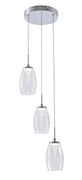 Cottam LED 3 Light Pendant in Polished Chrome with Clear Glass and Cone Shaped Inner