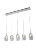 Cottam LED 5 Light Pendant Bar in Polished Chrome with Clear Glass and Cone Shaped Inner