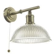 Dara Wall Light in Antique Brass with a Prismatic Glass Shade, Switched - där DAR0775