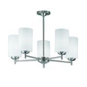 Dareham (Up) 5 Light Fitting in a Satin Nickel Finish with Opal Glass Shades