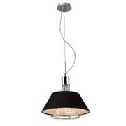 Daresbury 2 Light Pendant in Chrome and Crystal encased in a Black Fabric Shade