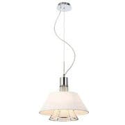 Daresbury 2 Light Pendant in Polished Chrome and Crystal in a White Fabric Shade