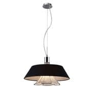 Daresbury 3 Light Pendant in Chrome and Crystal encased in a Black Fabric Shade