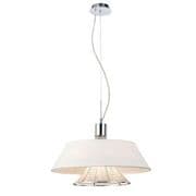 Daresbury 3 Light Pendant in Polished Chrome and Crystal in a White Fabric Shade