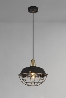 Dartmoor Hanging Porch Lantern in a Matt Black and Antique Brass Finish, IP65 Rated