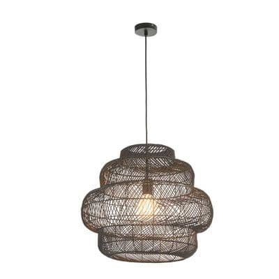 Deauville Oversized Black Rattan Pendant