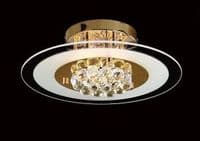 Delamere 4 Light Round Flush in a Gold Finish and Crystal Spheres