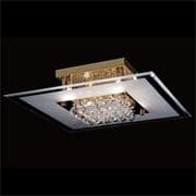 Delamere 4 Light Square Flush in a Gold Finish and Crystal Spheres