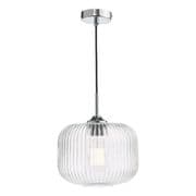 Demarius Single Pendant in Polished Chrome with Ribbed Clear Glass - där DEM0108