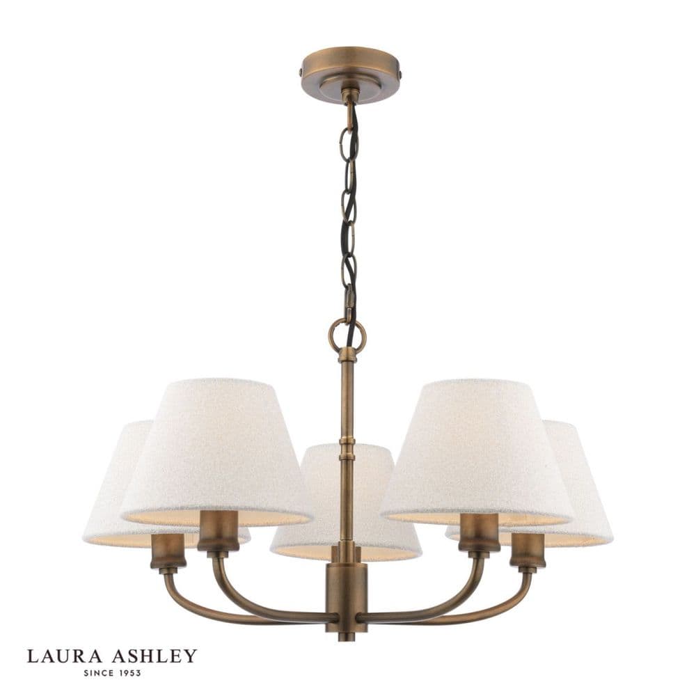 Denston 5 Light Fitting in Antique Bronze with Natural Cotton Shades ...