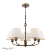 Denston 5 Light Fitting in Antique Bronze with Natural Cotton Shades - Laura Ashley LA3756585-Q
