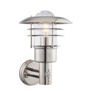 Dexter Outdoor PIR Wall lantern in Polished Chrome and a Clear Glass Shade IP44 - ENDON 74702