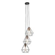 Deyon 3 Light Pendant in a Black Finish with Copper Lampholders - där DEY0322