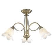 Doublet 3 Light in Antique Brass with Alabaster Glass Shades - där DOU0375