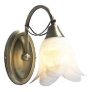 Doublet Single Wall Light in Antique Brass with an Alabaster Glass Shade, Switched - där DOU0775
