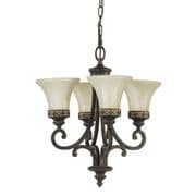 Drawing Room 4 Light Chandelier in a Walnut Finish with Amber Snow Scavo Glass Shades - FEISS FE/DRAWING RM4
