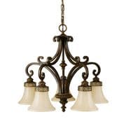 Drawing Room 5 Light Chandelier in a Walnut Finish with Amber Snow Scavo Glass Shades - FEISS FE/DRAWING RM5
