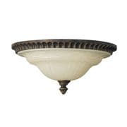 Drawing Room Flush Fitting in a Walnut Finish with an Amber Snow Scavo Glass Shade - FEISS FE/DRAWINGRM/FA