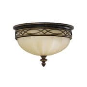 Drawing Room Flush Fitting in a Walnut Finish with an Amber Snow Scavo Glass Shade - FEISS FE/DRAWINGRM/FB