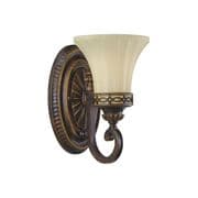 Drawing Room Single Wall Light in a Walnut Finish with an Amber Snow Scano Glass Shade - FEISS FE/DRAWING RM1