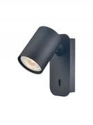 Dudley Single Spot Light/Reading Light in a Matt Black Finish, Switched