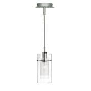 Duo Single Pendant in Satin Silver with Clear and Frosted Glass - SEARCHLIGHT 2301