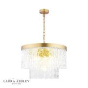 Durnsford 4 Light Pendant in Matt Antique Brass with Textured Glass - Laura Ashley LA3756411-Q