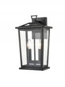 Dursley 2 Light Half Lantern in a Matt Black Finish with Clear Glass Panels, IP44 Rated