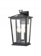 Dursley 3 Light Half Lantern in a Matt Black Finish with Clear Glass Panels, IP44 Rated