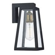 Duval Outdoor Wall Light in Matt Black & Distressed Gold IP43 - där DUV1522