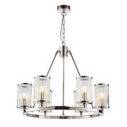 Easton 6 Light Fitting in Polished Chrome with Ribbed Bubble Glass - ENDON 74128