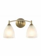 Eastwood Double Wall Light in Bronze with Alabaster Effect Glass Shades