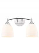 Eastwood Double Wall Light in Polished Chrome with Opal Glass Shades