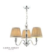 Ellis 3 Light Fitting in a Polished Chrome Finish with Grey Cotton Shades - Laura Ashley LA3743655-Q